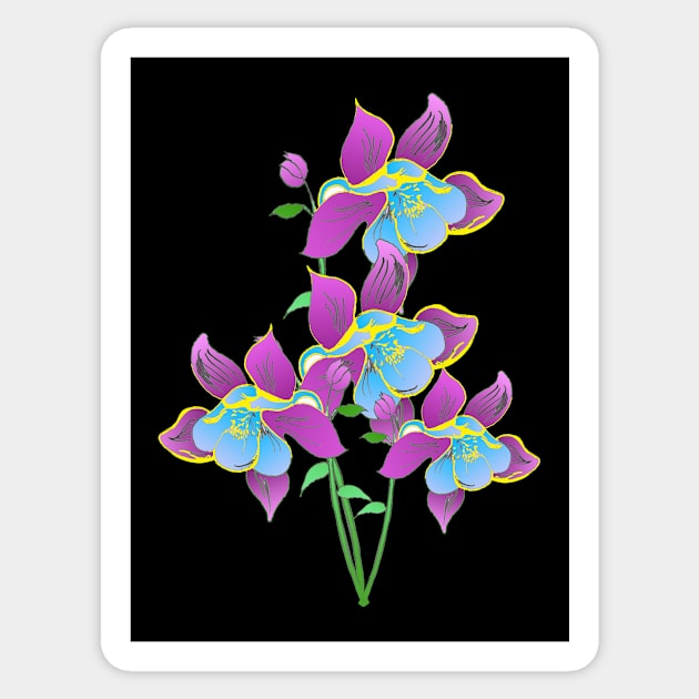 Beautiful blossoming Columbine Flower petals Wild flower lover Sticker by Artstastic